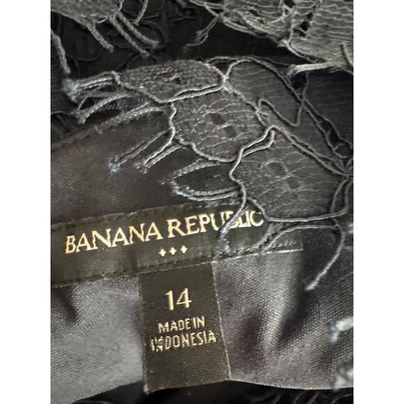 Banana Republic Black Lace  Dress Size 14 Short Sleeve Lined Elegant Womens - Picture 5 of 6